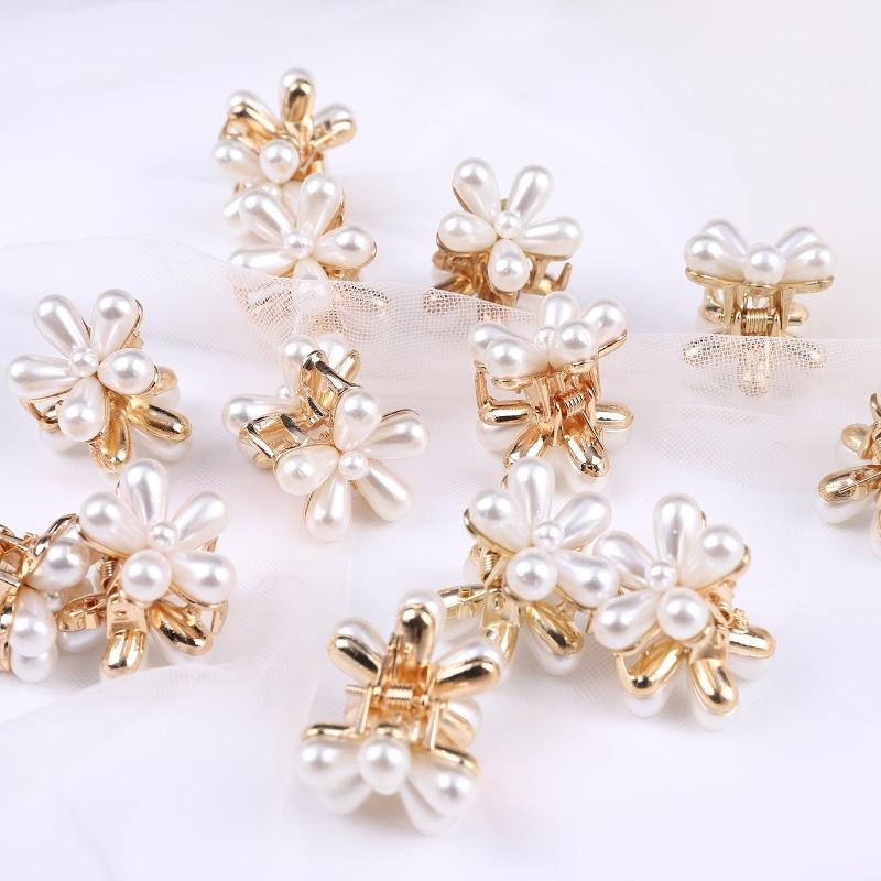5pcs Mini Pearl Hair Clips Bangs Flower Pearl Hair Clip