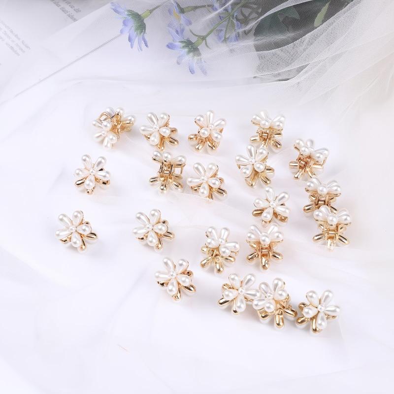 5pcs Mini Pearl Hair Clips Bangs Flower Pearl Hair Clip