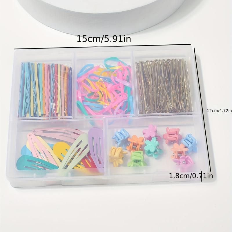Colorful Hair Accessories Set with Rubber Bands, Clips, Mini Claws, Bobby Pins