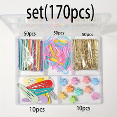 Colorful Hair Accessories Set with Rubber Bands, Clips, Mini Claws, Bobby Pins