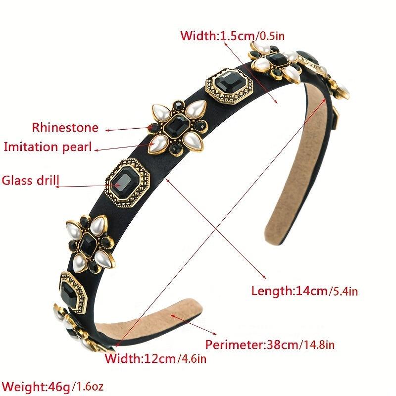 Retro Crystal Head Band Wide Brim Head Hoop Head Jewelry Hair Accessories