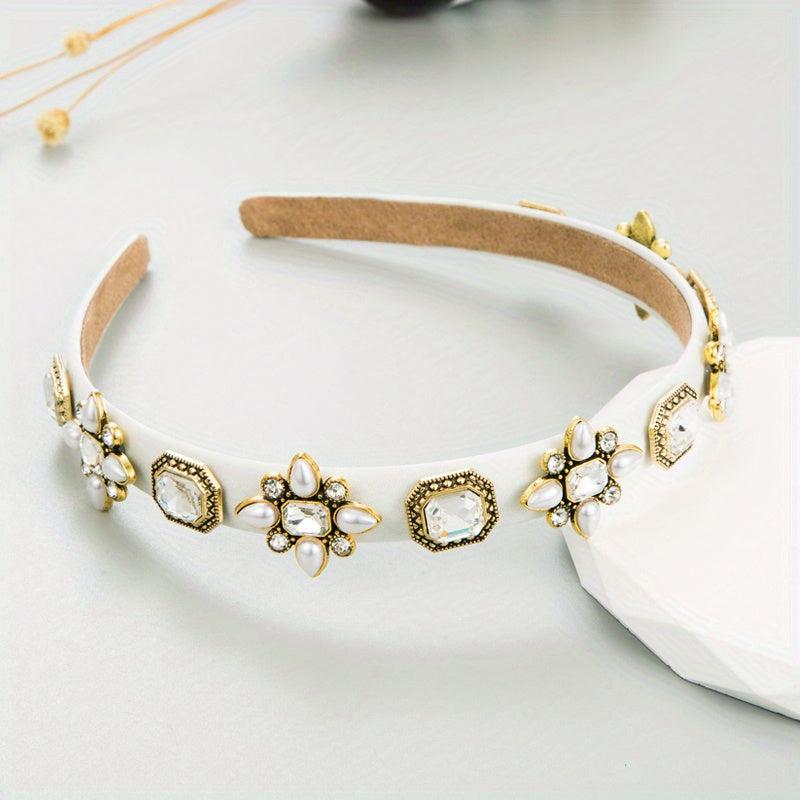 Retro Crystal Head Band Wide Brim Head Hoop Head Jewelry Hair Accessories