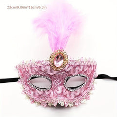 Venetian Style Feather Mask Half Face Princess Masquerade Halloween Party Mask