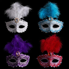 Venetian Style Feather Mask Half Face Princess Masquerade Halloween Party Mask