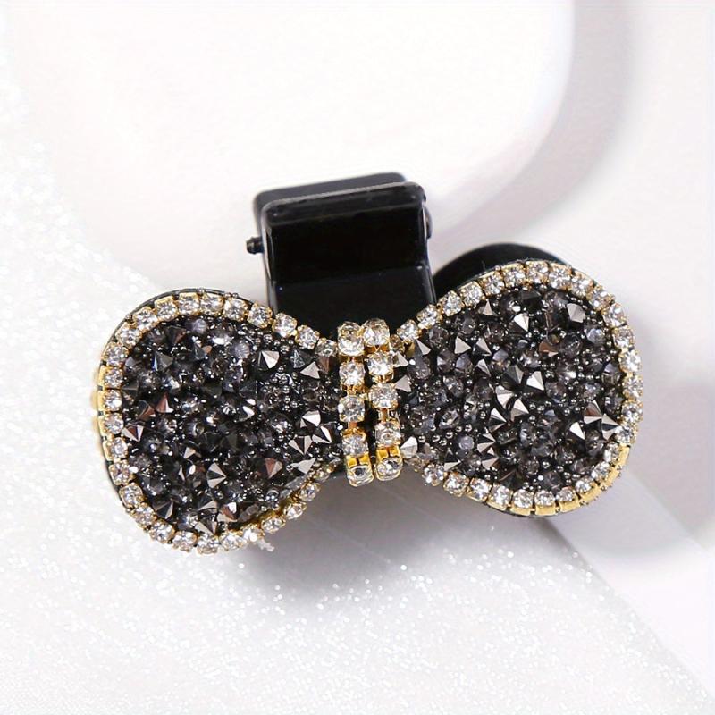 Velvet Bow Hair Claw Rhinestone Brimmed Hair Claw Clip