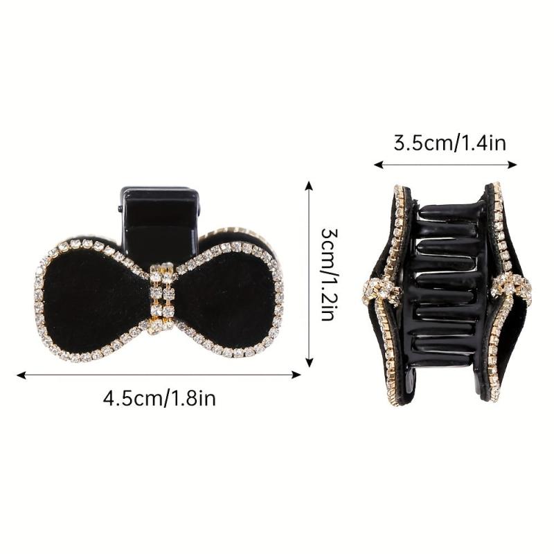 Velvet Bow Hair Claw Rhinestone Brimmed Hair Claw Clip