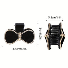Velvet Bow Hair Claw Rhinestone Brimmed Hair Claw Clip