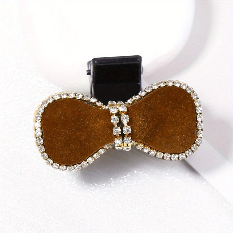 Velvet Bow Hair Claw Rhinestone Brimmed Hair Claw Clip