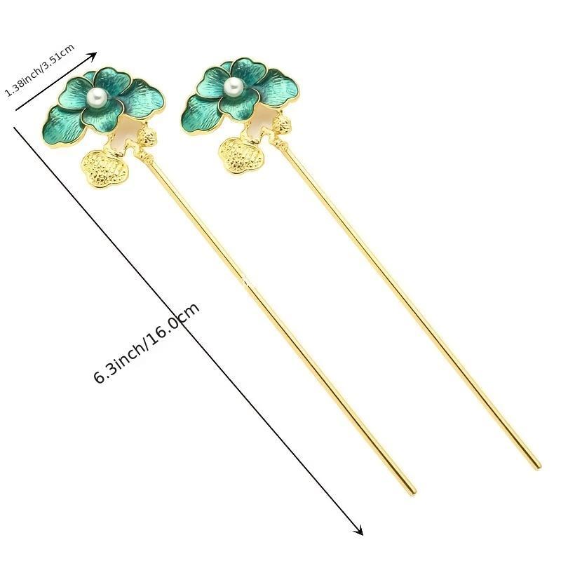 Chinese Lotus Hairpin Headdress Antique Hair Accessories Tassel Girl Hairpins