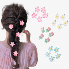 5pcs Sunflower Resin Hair Clip Duck Billed Mini Side Clip