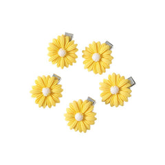 5pcs Sunflower Resin Hair Clip Duck Billed Mini Side Clip