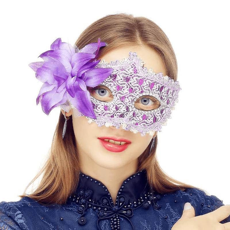 Masquerade Mask Halloween Flower Princess Style Half Face Female