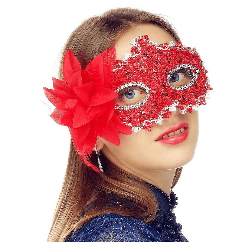 Masquerade Mask Halloween Flower Princess Style Half Face Female