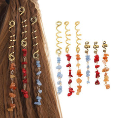 Colorful Stone Hair Jewelry For Braids Tassels Dreadlock Rings