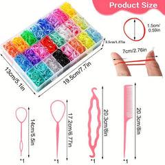 2000 Mini Elastic Hair Ties w/ Hair Loop Tools in Organizer
