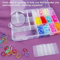 2000 Mini Elastic Hair Ties w/ Hair Loop Tools in Organizer