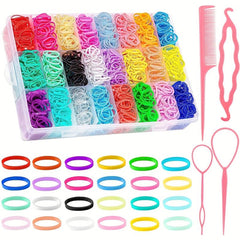 2000 Mini Elastic Hair Ties w/ Hair Loop Tools in Organizer