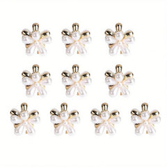10pcs Faux Pearl Flower Hair Claw for Women