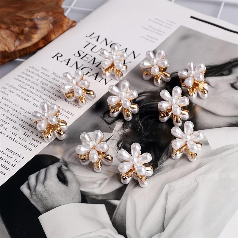 10pcs Mini Faux Pearl Hair Clips Flower Hair Claw Clip Wedding Accessories
