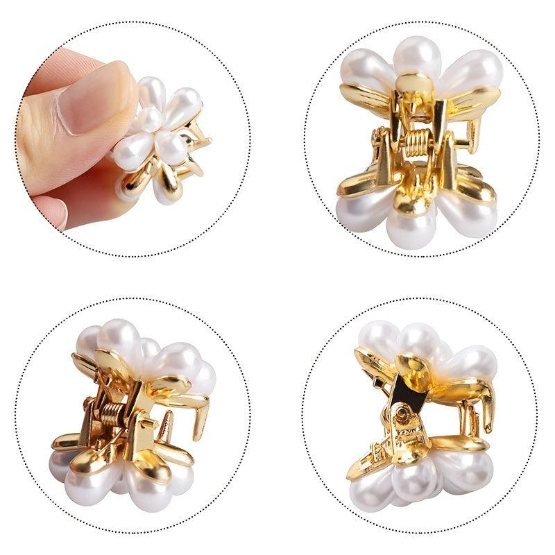 10pcs Mini Faux Pearl Hair Clips Flower Hair Claw Clip Wedding Accessories