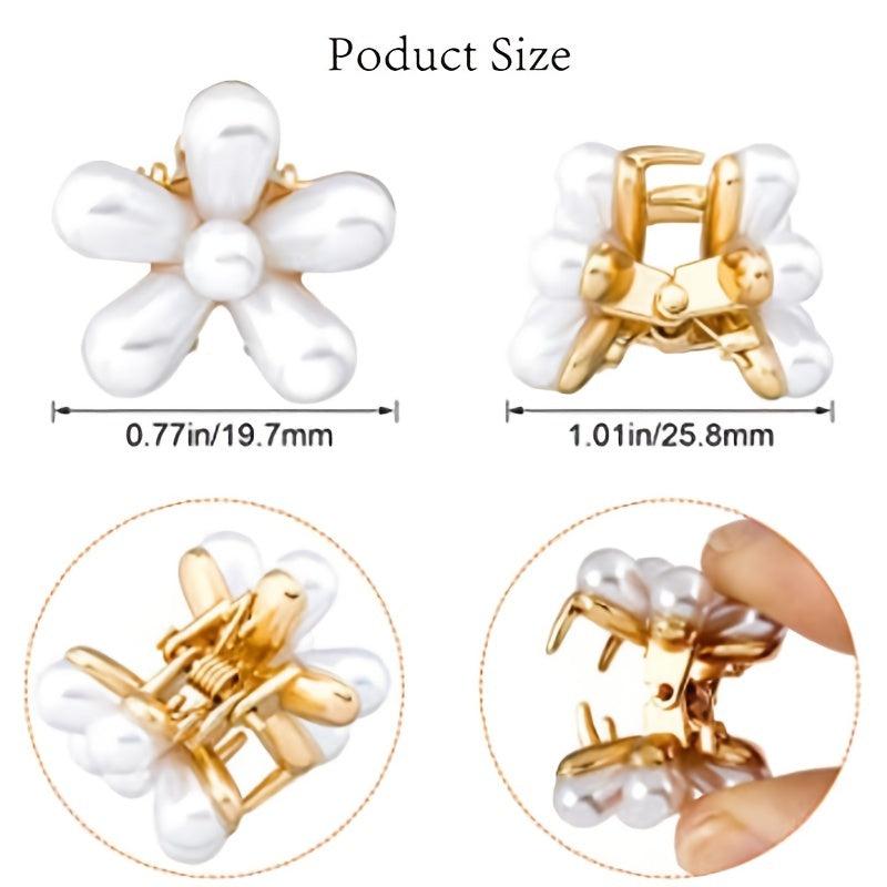 10pcs Mini Faux Pearl Hair Clips Flower Hair Claw Clip Wedding Accessories