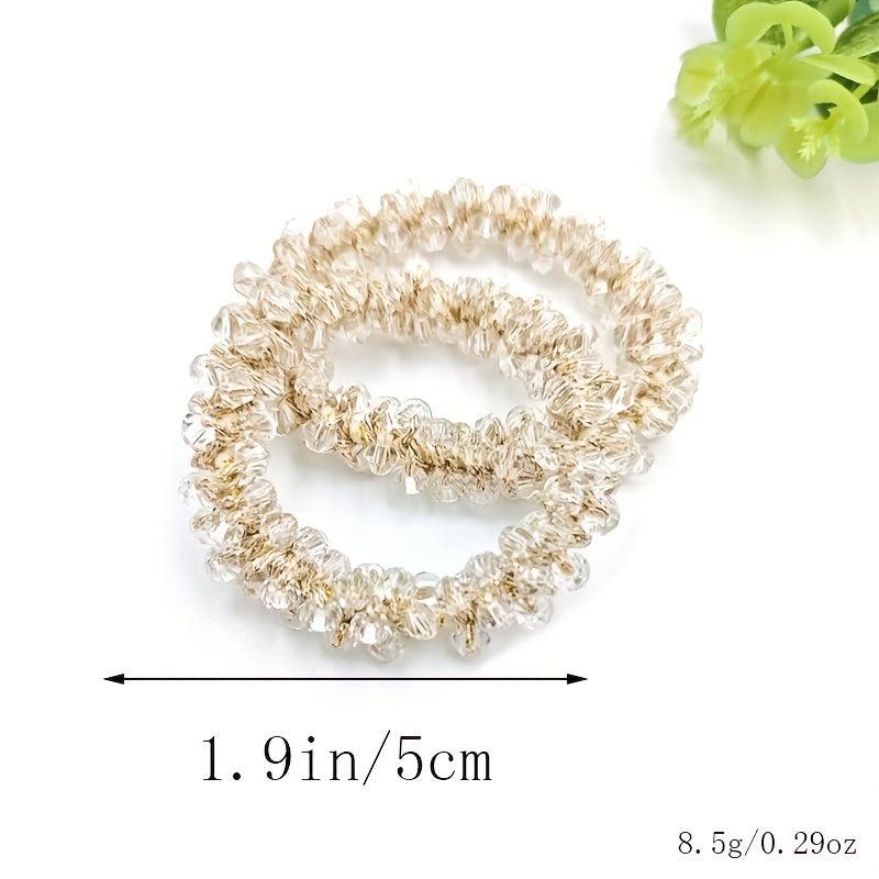 2 Packs Retro Crystal Head Rope Bracelet and Hair Tie