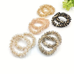 2 Packs Retro Crystal Head Rope Bracelet and Hair Tie