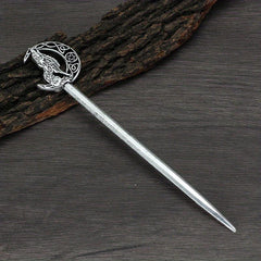 Vintage Viking Style Dragon Pattern Hair Stick Silvery Jewelry