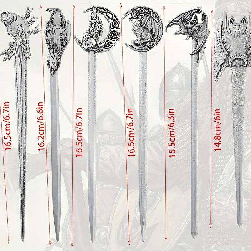 Vintage Viking Style Dragon Pattern Hair Stick Silvery Jewelry