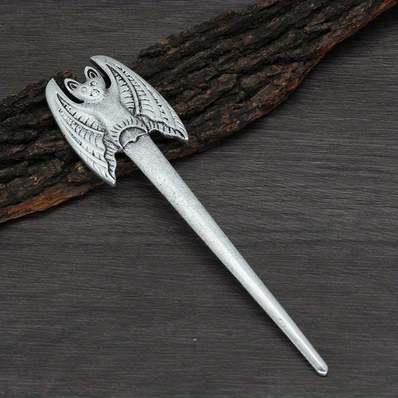 Vintage Viking Style Dragon Pattern Hair Stick Silvery Jewelry