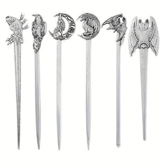 Vintage Viking Style Dragon Pattern Hair Stick Silvery Jewelry