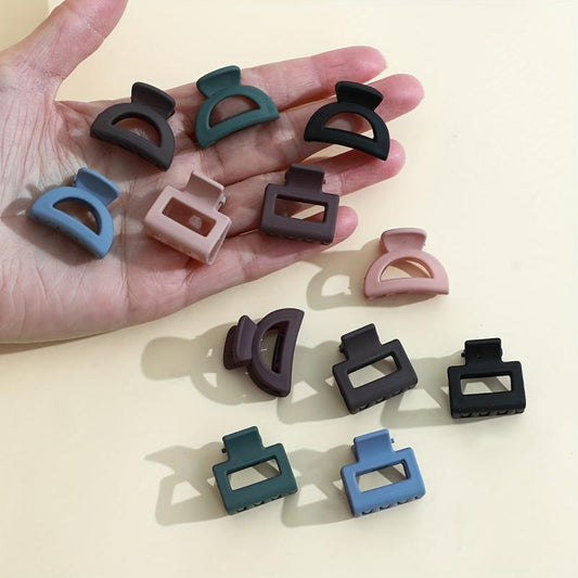 12pcs Mini Square Hair Claw Matte Ponytail Holder