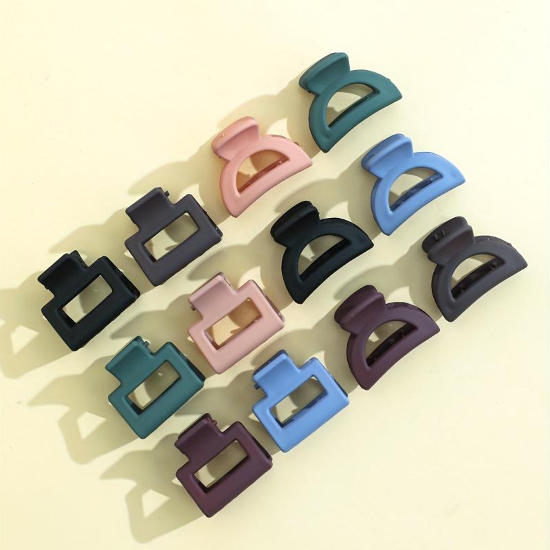 12pcs Mini Square Hair Claw Matte Ponytail Holder