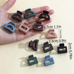 12pcs Mini Square Hair Claw Matte Ponytail Holder