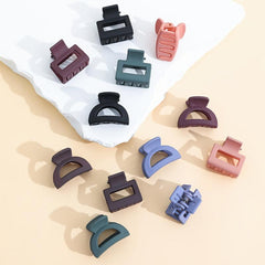 12pcs Mini Square Hair Claw Matte Ponytail Holder