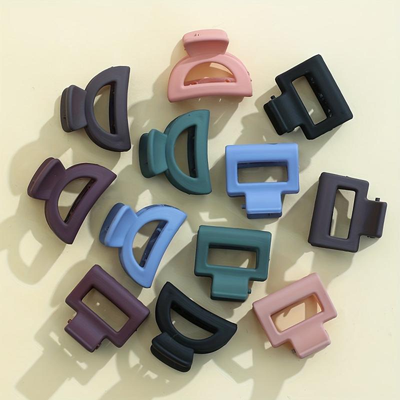 12pcs Mini Square Hair Claw Matte Ponytail Holder