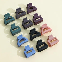 12pcs Mini Square Hair Claw Matte Ponytail Holder