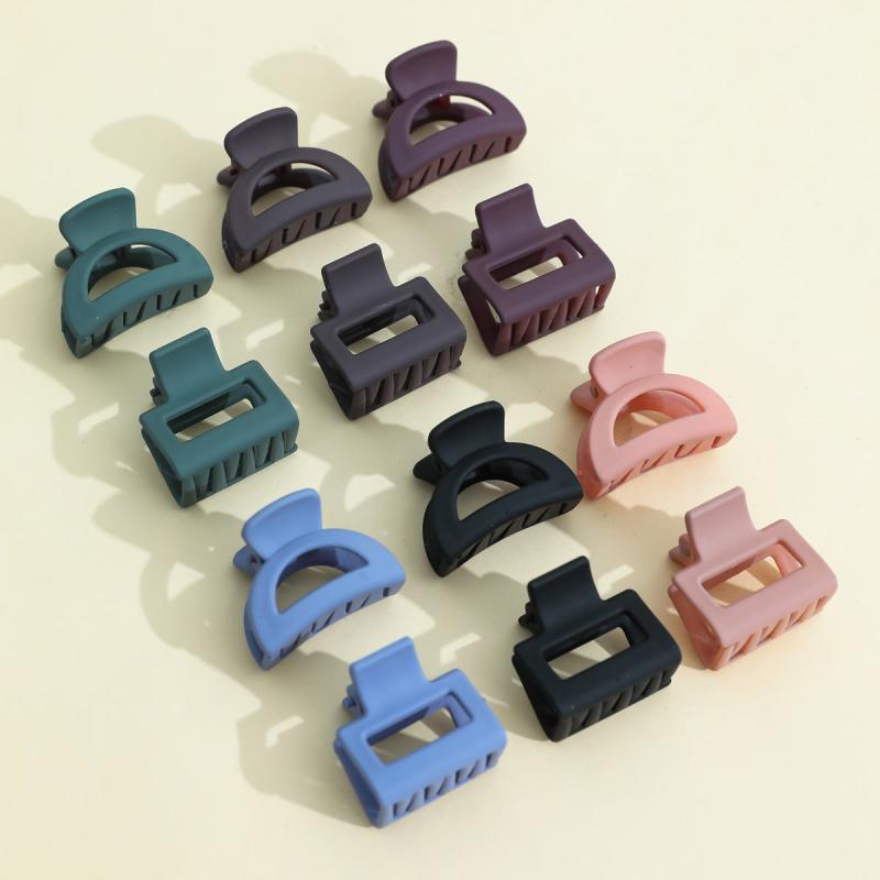 12pcs Mini Square Hair Claw Matte Ponytail Holder
