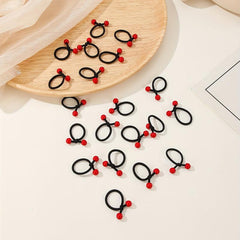 20pcs Mini Cherry Red Bean Rubber Bands Elastic Hair Tie Girls