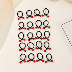 20pcs Mini Cherry Red Bean Rubber Bands Elastic Hair Tie Girls