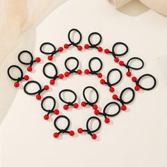20pcs Mini Cherry Red Bean Rubber Bands Elastic Hair Tie Girls