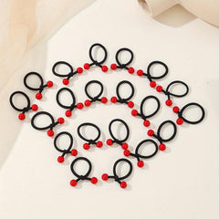 20pcs Mini Cherry Red Bean Rubber Bands Elastic Hair Tie Girls