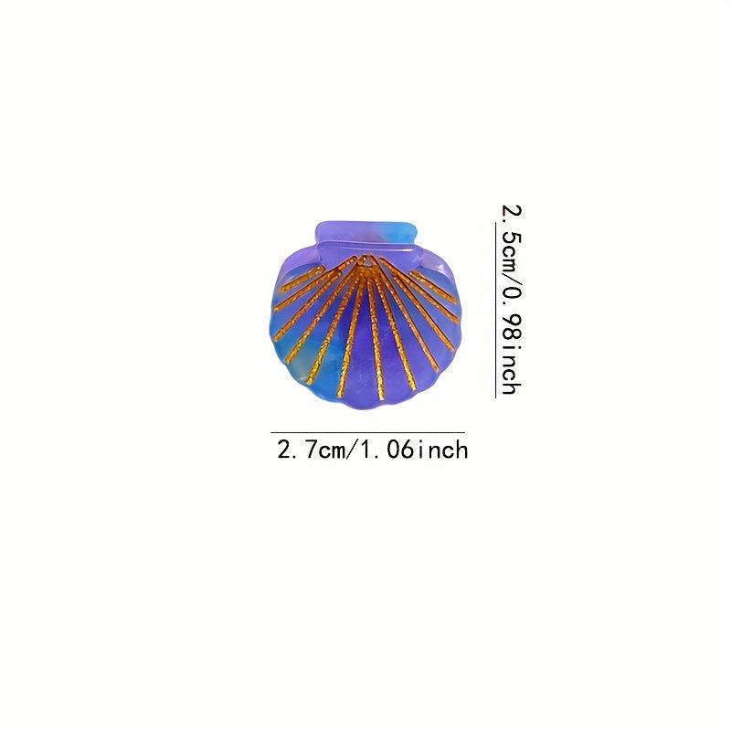 4pcs Sea Shell Shape Acetate Hair Claw Mini Shark Claw Hair Accessories