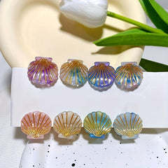 4pcs Sea Shell Shape Acetate Hair Claw Mini Shark Claw Hair Accessories