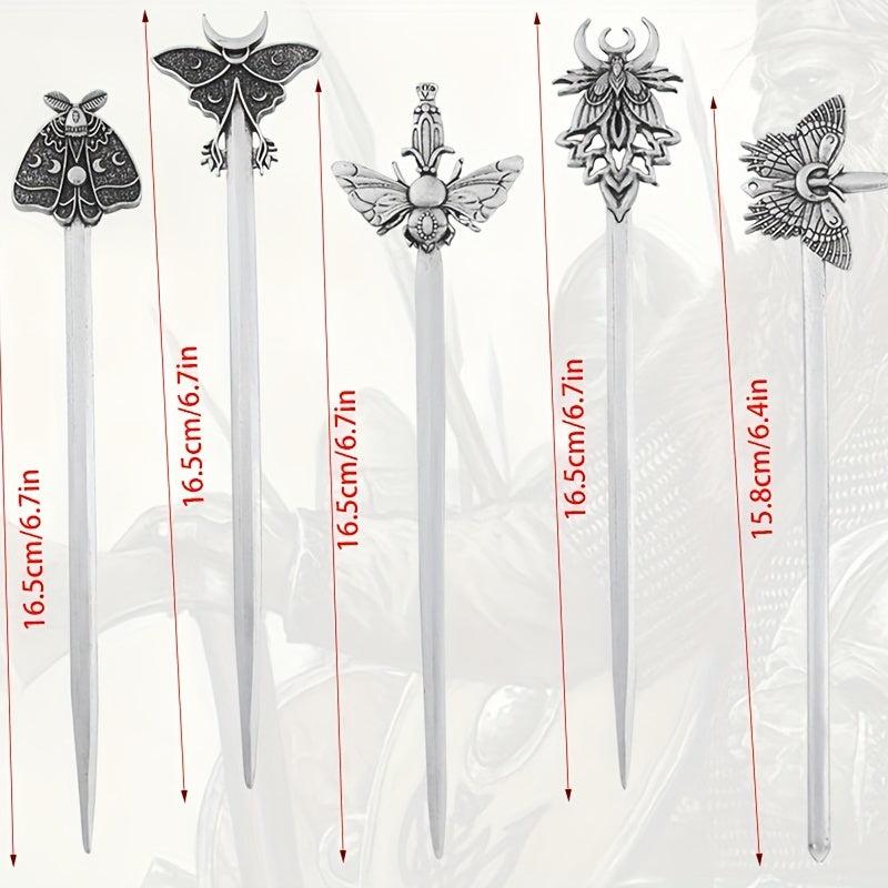 Vintage Viking Style Hairpin Moth Hair Stick Witch Nordic Celtic Accessory