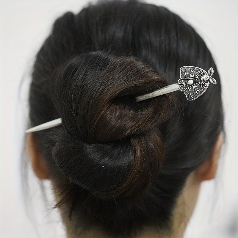 Vintage Viking Style Hairpin Moth Hair Stick Witch Nordic Celtic Accessory