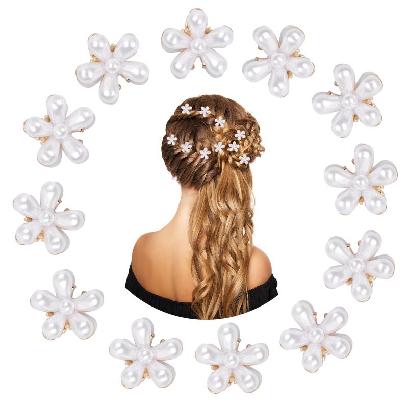 12 Pcs Mini Pearl Hair Clips Wedding Hair Claw Small Pearl Hair Clip