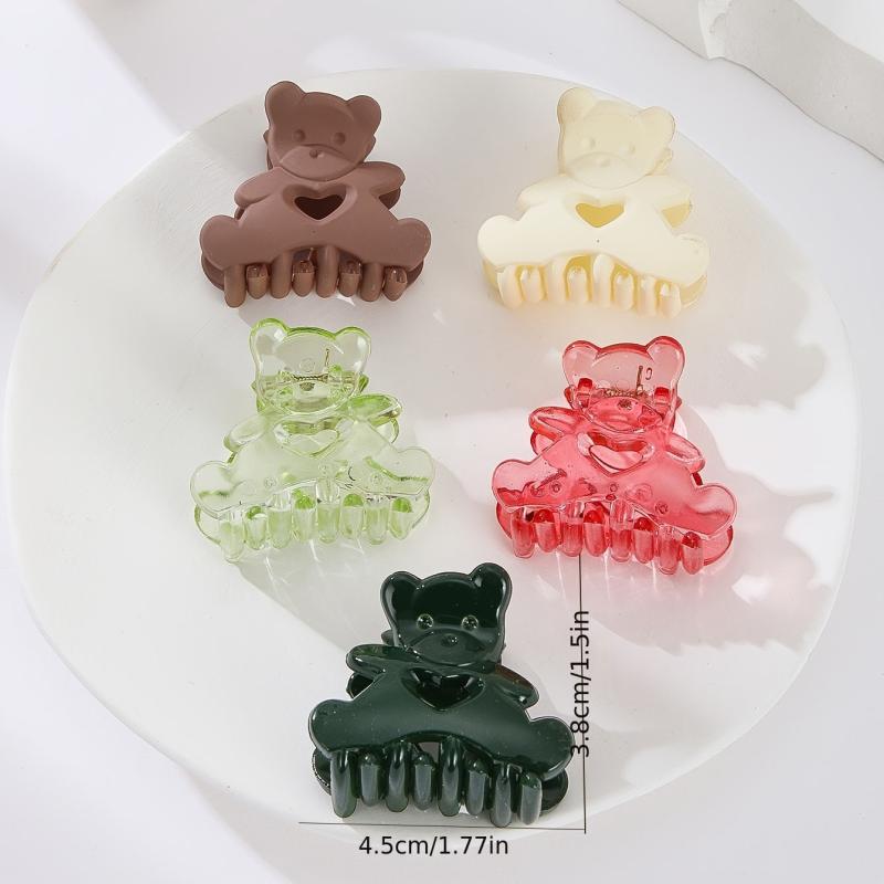 5pcs Mini Resin Bear Hair Claw Clips for Women Girls