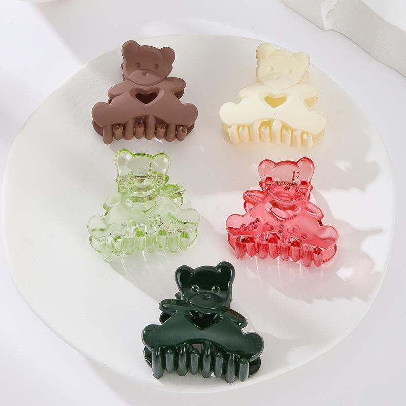 5pcs Mini Resin Bear Hair Claw Clips for Women Girls