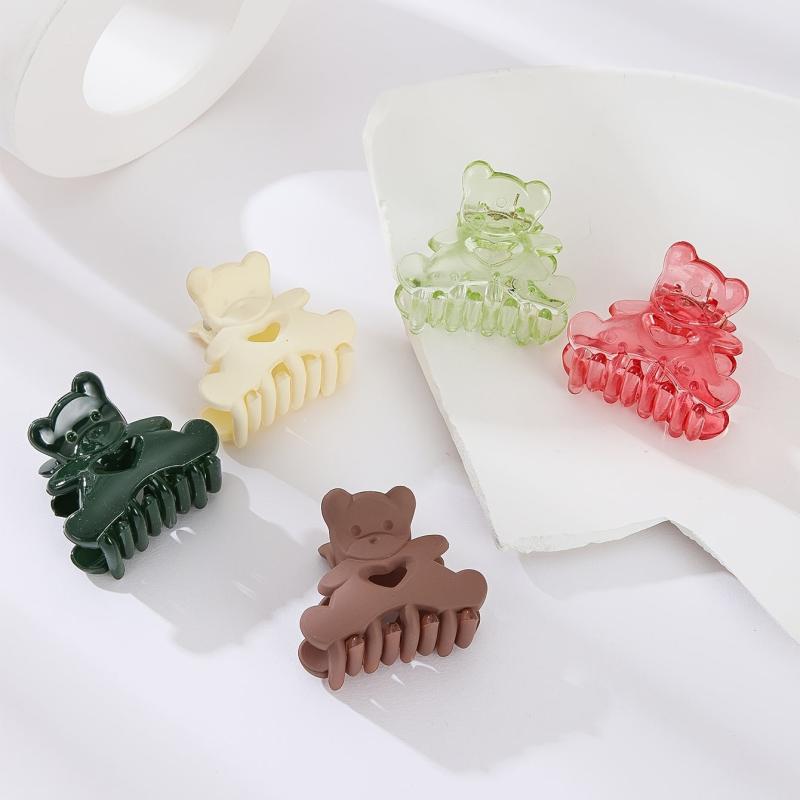 5pcs Mini Resin Bear Hair Claw Clips for Women Girls